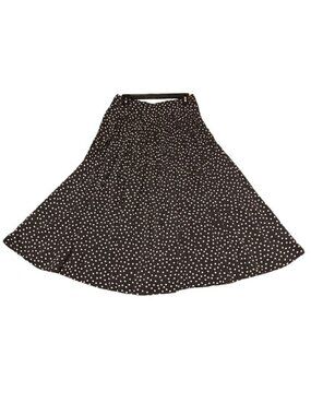 Cotton + Candy Charcoal Gray White Polka Dot Circle Skirt Wide Waistband Size L